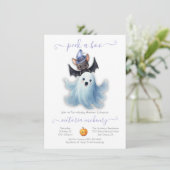 Peek a Boo Halloween Ghost & Bat Baby shower Kaart (Staand voorkant)