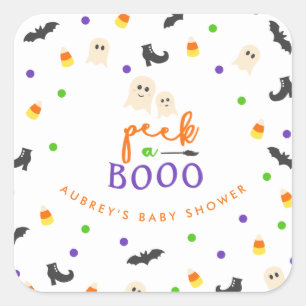 Peek a Boo Halloween thema Baby shower Vierkante Sticker