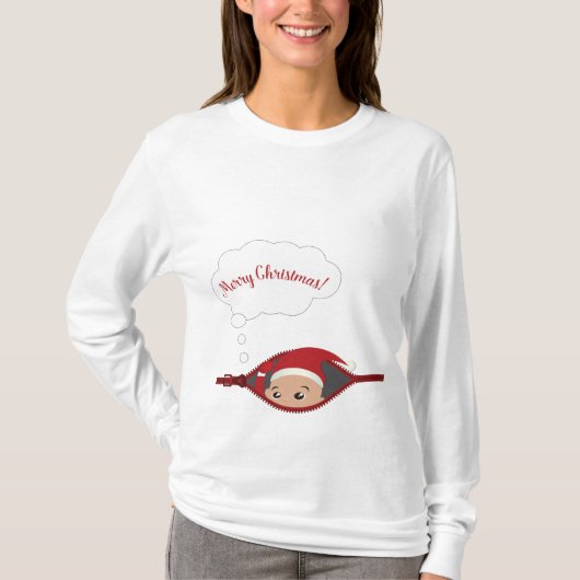 Peek A Boo-kerstmoederschap Lange hoes T-Shirt (Voorkant)