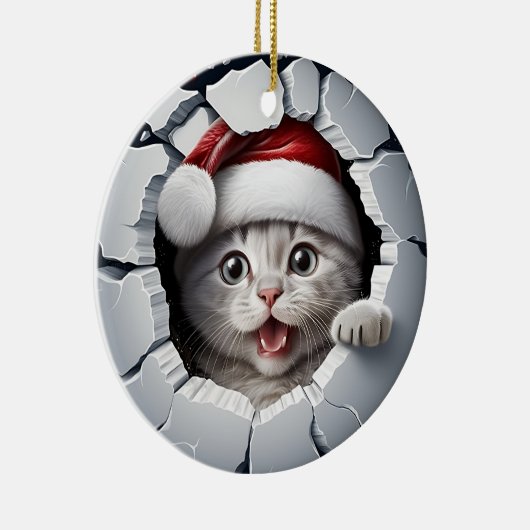 Peek-a-boo Kitten Kerstmis Keramisch Ornament (Rechts)