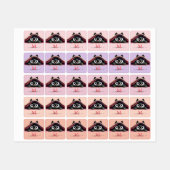 Peek-a-Boo Kitten Script Naam Monogram Meisjes Labels (Vel)