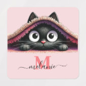 Peek-a-Boo Kitten Script Naam Monogram Meisjes Labels (Design 1)