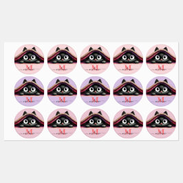 Peek-a-Boo Kitten Script Naam Monogram Meisjes Labels