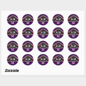 Peek-a-Boo Kitten Script Naam Monogram Meisjes Ronde Sticker (Vel)