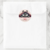 Peek-a-Boo Kitten Script Naam Monogram Meisjes Ronde Sticker (Tas)