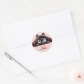 Peek-a-Boo Kitten Script Naam Monogram Meisjes Ronde Sticker (Envelop)