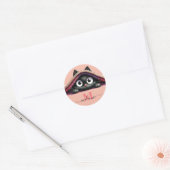 Peek-a-Boo Kitten Script Naam Monogram Meisjes  Ronde Sticker (Envelop)