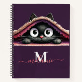 Peek-a-Boo Kitten Script Naam Monogram Notitieboek (Voorkant)