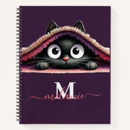 Peek-a-Boo Kitten Script Naam Monogram Notitieboek
