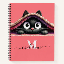 Peek-a-Boo Kitten Script Naam Monogram Notitieboek