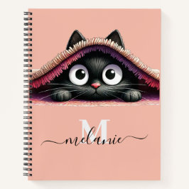 Peek-a-Boo Kitten Script Naam Monogram Notitieboek