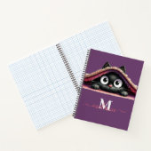 Peek-a-Boo Kitten Script Naam Monogram Notitieboek (Binnen)