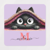 Peek-a-Boo Kitten Script Name Monogram Girls' Labels (Design 2)