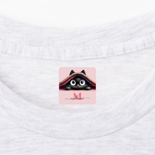 Peek-a-Boo Kitten Script Name Monogram Girls' Labels (Aangebracht)