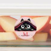 Peek-a-Boo Kitten Script Name Monogram Girls'  Labels (Aangebracht)