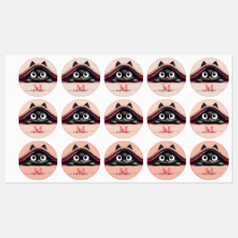 Peek-a-Boo Kitten Script Name Monogram Girls'  Labels