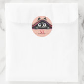 Peek-a-Boo Kitten Script Name Monogram Girls'  Ronde Sticker (Tas)