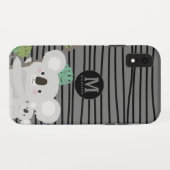 Peek-a-Boo Koala Mama en Baby Stripes Monogram Case-Mate iPhone Case (Achterkant (horizontaal))