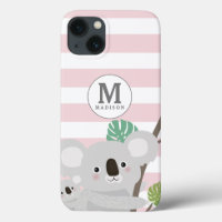 Peek-a-Boo Koala Mama en Baby Stripes Monogram