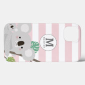 Peek-a-Boo Koala Mama en Baby Stripes Monogram Case-Mate iPhone Case (Achterkant (horizontaal))