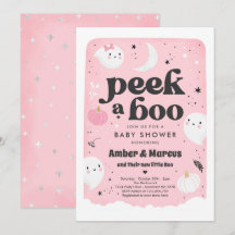 Peek A Boo Leuke Roze Ghost Baby shower Uitnodigin