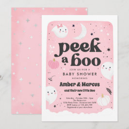 Peek A Boo Leuke Roze Ghost Baby shower Uitnodigin Kaart