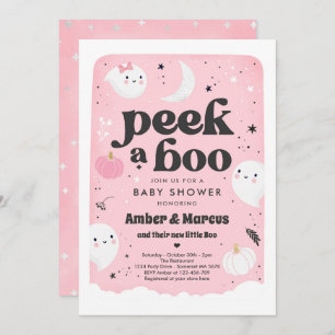 Peek A Boo Leuke Roze Ghost Baby shower Uitnodigin Kaart