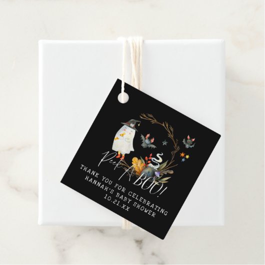 Peek-A-Boo | Little Ghost Halloween Baby shower Bedankjes Labels (In situ)