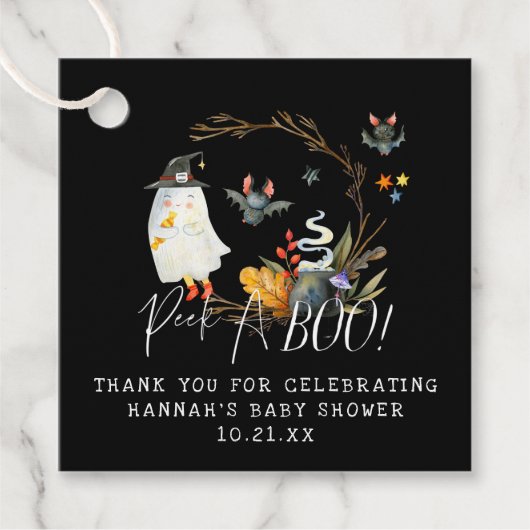 Peek-A-Boo | Little Ghost Halloween Baby shower Bedankjes Labels (Voorkant)
