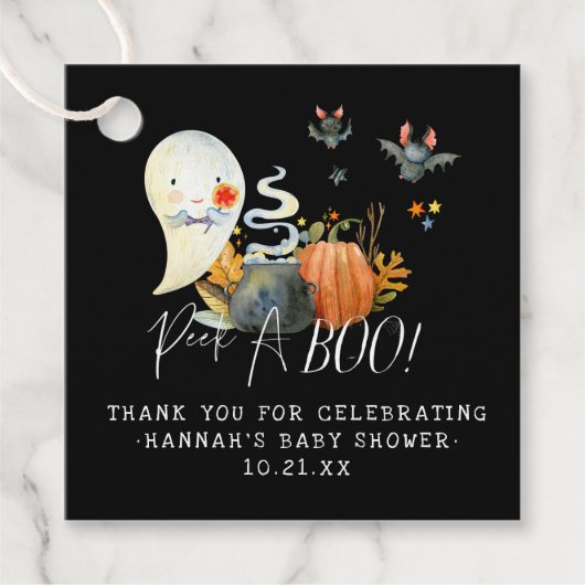 Peek-A-Boo | Little Ghost Halloween Baby shower Bedankjes Labels (Voorkant)