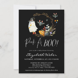 Peek-A-Boo | Little Ghost Halloween Baby shower Kaart
