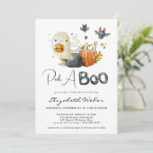 Peek-A-Boo | Little Ghost Halloween Baby shower Kaart (Staand voorkant)