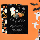 Peek-A-Boo | Little Ghost Halloween Baby shower Kaart
