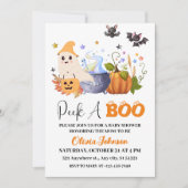 Peek-A-Boo | Little Ghost Halloween Baby shower Kaart (Voorkant)