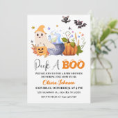 Peek-A-Boo | Little Ghost Halloween Baby shower Kaart (Staand voorkant)