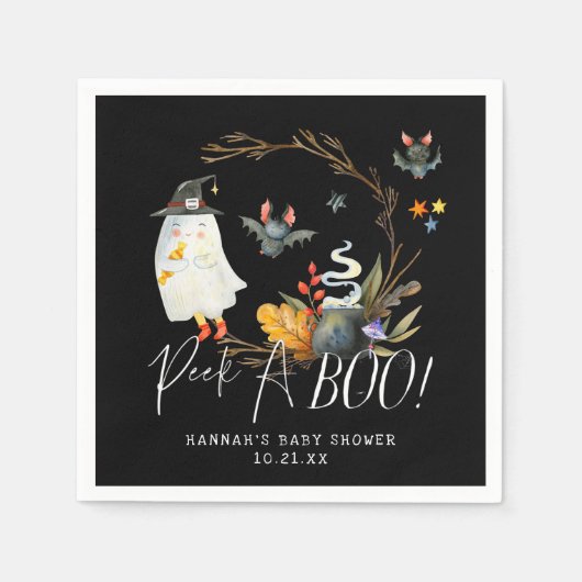 Peek-A-Boo | Little Ghost Halloween Baby shower Servet (Voorkant)