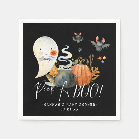 Peek-A-Boo | Little Ghost Halloween Baby shower Servet (Voorkant)