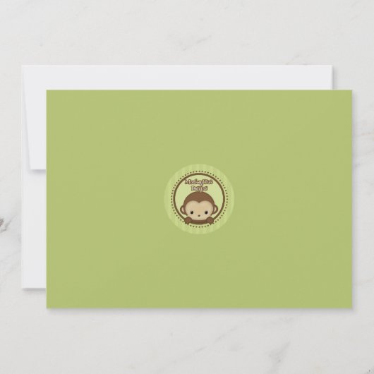 Peek-a-Boo Mod Monkey Baby shower nodigt MPPv4 uit Kaart (Achterkant)