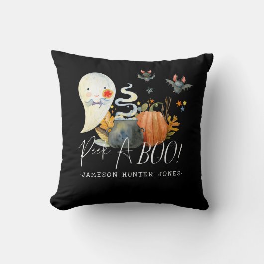 Peek-A-Boo | Monogram Little Ghost Halloween Kussen (Voorkant)