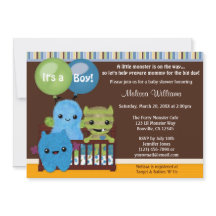Peek a Boo MONSTERS Baby shower uitnodigingsjongen