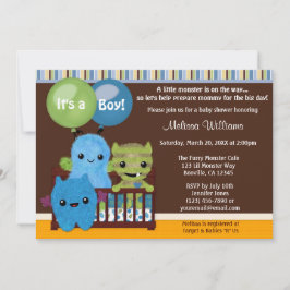 Peek a Boo MONSTERS Baby shower uitnodigingsjongen Kaart