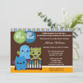 Peek a Boo MONSTERS Baby shower uitnodigingsjongen Kaart (Staand voorkant)