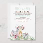 Peek-a-Boo Oerwoud Safari Wilde Dieren Baby shower Kaart (Voorkant)