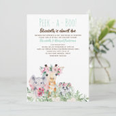 Peek-a-Boo Oerwoud Safari Wilde Dieren Baby shower Kaart (Staand voorkant)