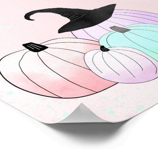 Peek a Boo Pastel Halloween Verjaardag Welkom Poster (Hoek)