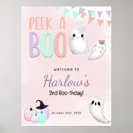 Peek a Boo Pastel Halloween Verjaardag Welkom Poster