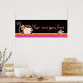 Peek A Boo Pink Girl Monkey Safari Oerwoud Banner Poster (Keuken)
