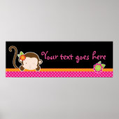 Peek A Boo Pink Girl Monkey Safari Oerwoud Banner Poster (Voorkant)