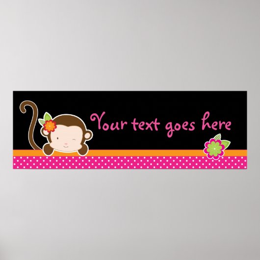 Peek A Boo Pink Girl Monkey Safari Oerwoud Banner Poster (Voorkant)