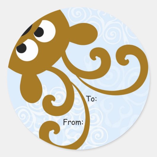 Peek a Boo Rendier Christmas Label, Aan: Van: Ronde Sticker (Voorkant)